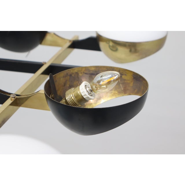 1950s Vintage 12-Light Opal Glass and Metal Pendant Lamp from Stilnovo, 1958 For Sale - Image 5 of 18