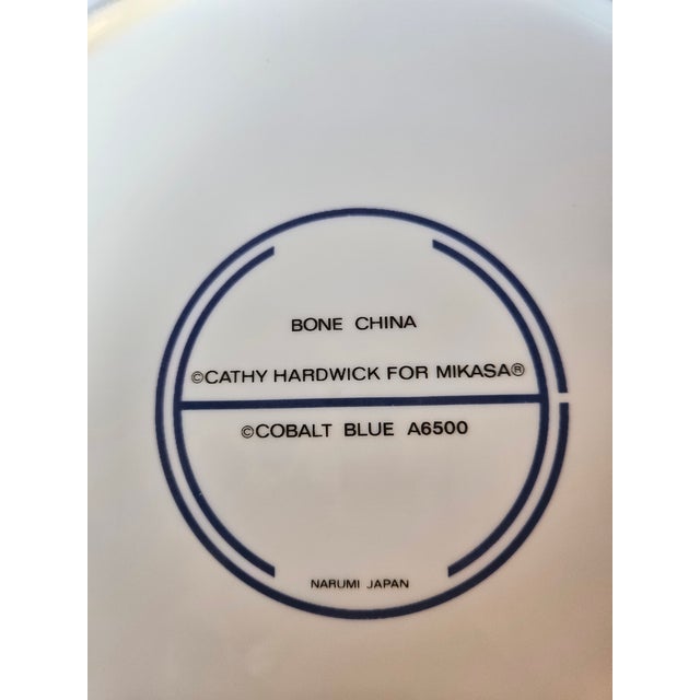 Wonderful Set of Dinner plates with bold Cobalt Wide Border with a thin gold edge. By Kathy Hardwick for Mikasa. 1980s or...