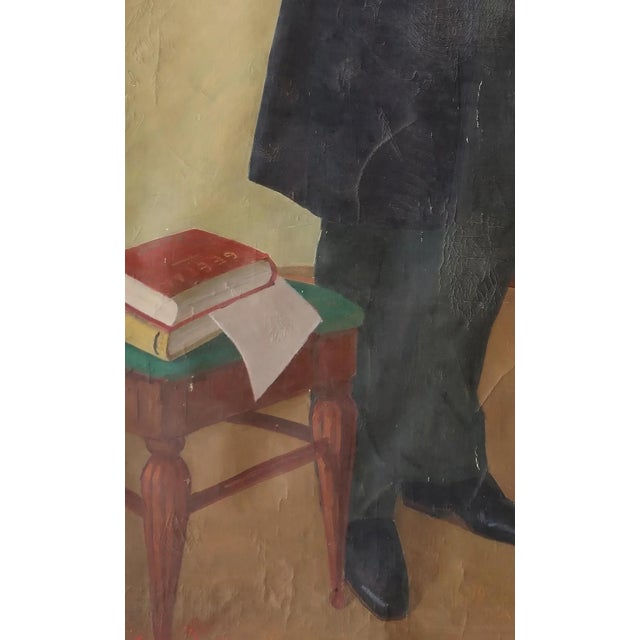 Karl Marx Portrait, Antique Oil Painting, Socialist Realism 198-124 For Sale - Image 4 of 6