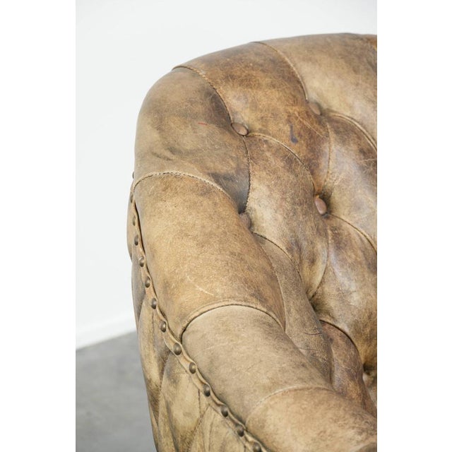 Cowhide Chesterfield Club Armchair For Sale - Image 11 of 15