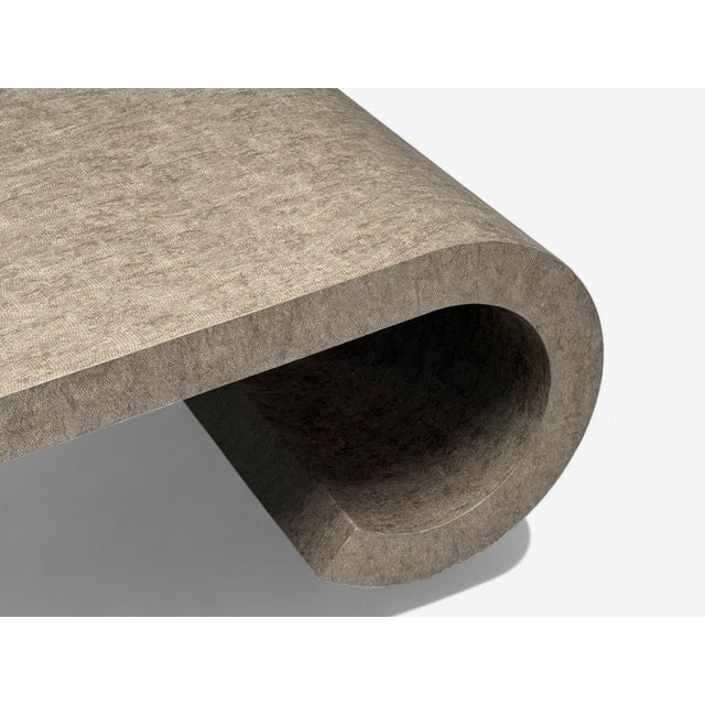 1980s Karl Springer Style, Mid-Century Modern, Grey Faux Shagreen, Coffee Table, 1980s For Sale - Image 5 of 9