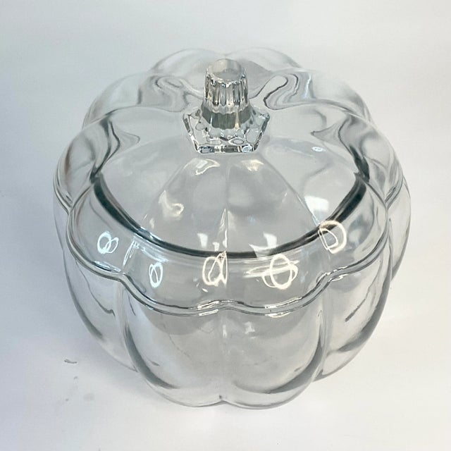 1980s 1980s Vintage Americana Glass Pumpkin Candy Canister, Halloween & Thanksgiving. For Sale - Image 5 of 6