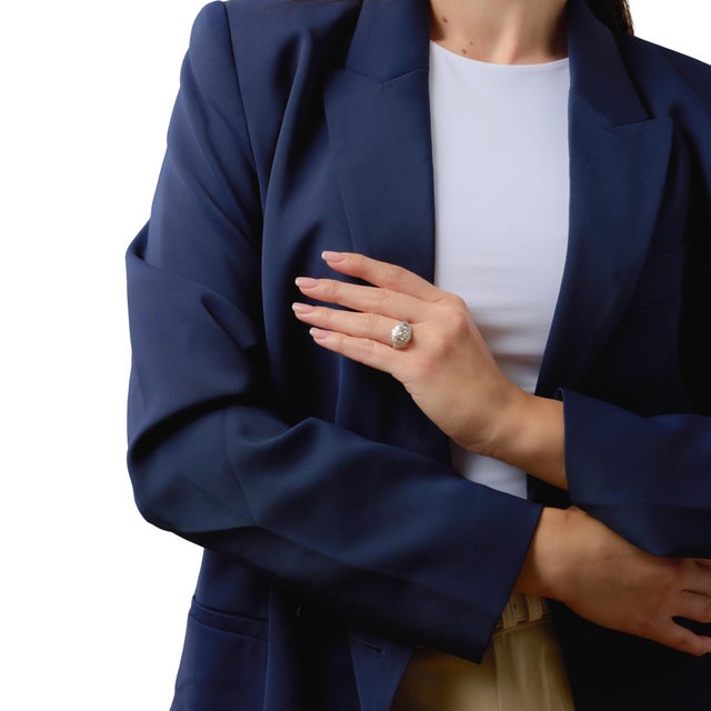 1950s Mid Century Gia 1.07 Carat Old Mine Cut Diamond Platinum Engagement Ring, Size 8 For Sale - Image 4 of 8