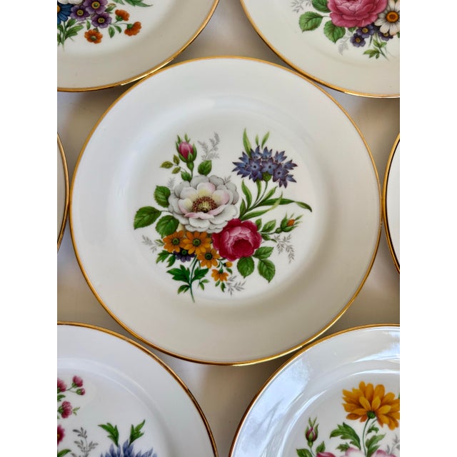 Mid 20th Century Set of 7 Mid-Century JKW Bavaria Fine Porcelain Floral Plates Made in Western Germany For Sale - Image 5 of 8