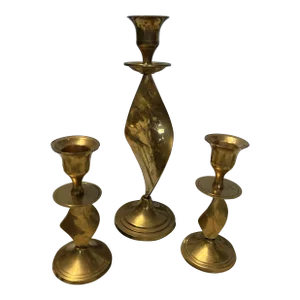 1970s Brass Candlesticks - Set of 3