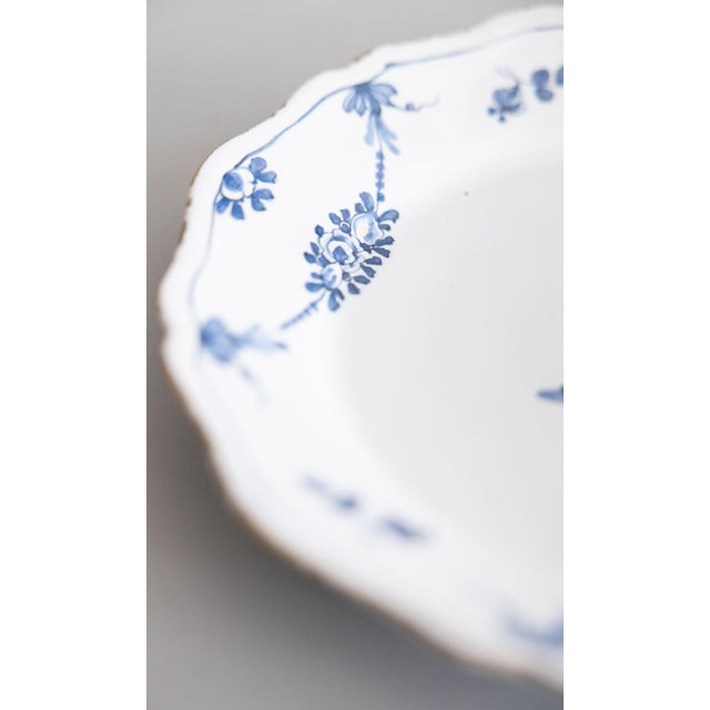 18th Century French Nevers Faience Blue & White Faience Scalloped Floral Plate For Sale In Houston - Image 6 of 8