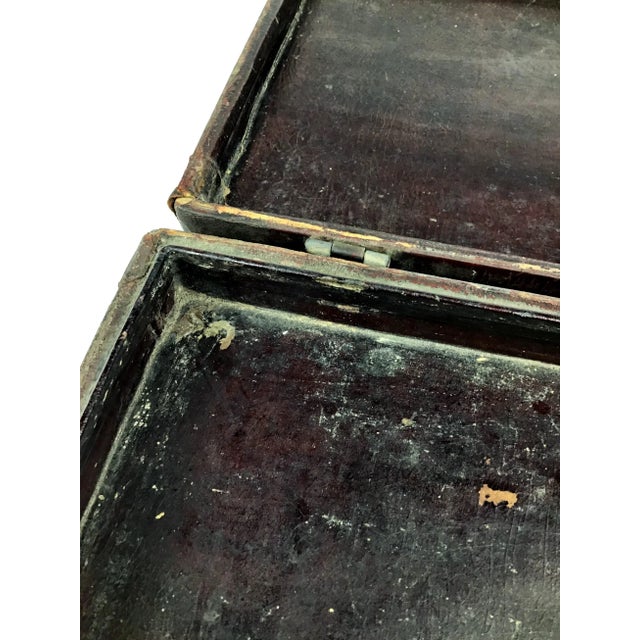 Brown 1900s Chinoiserie Leather Document Box For Sale - Image 8 of 13