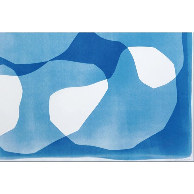 Paper 2025, Zig Zag Ovals Diptych, Unique Monotype Cyanotype, Biomorphic Art, Watercolor Paper by Kind of Cyan-Set of 2 For Sale - Image 7 of 9