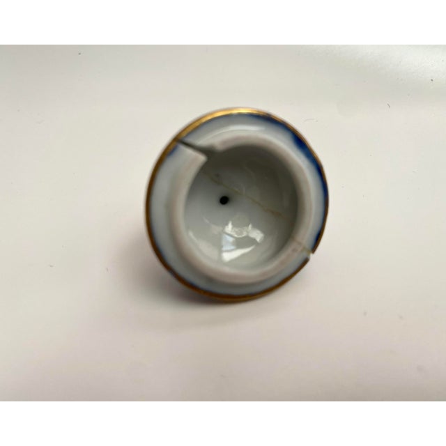 Ceramic Porcelain Inkwell with Embossed Gold Accents Hand-Painted Desk Decor, France, 1890s For Sale - Image 7 of 8