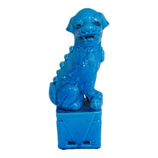 Glazed Turquoise Foo Dog 10"h For Sale