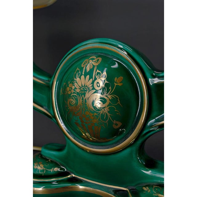 Green & Gold Earthenware Lamps, France, 1940s, Set of 2 For Sale - Image 9 of 18