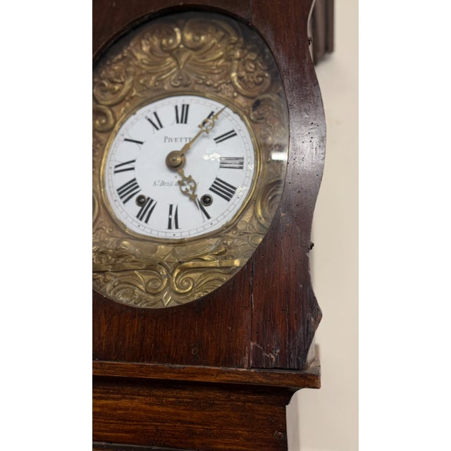 Wood Late 19th Century French Comtoise Morbier Tall Case Clock, Faux Grained Rosewood Over Pine, Circa 1860 For Sale - Image 7 of 15