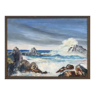 Mid Century Big Sur Seascape Oil Painting by Hartzell Harrison Ray For Sale