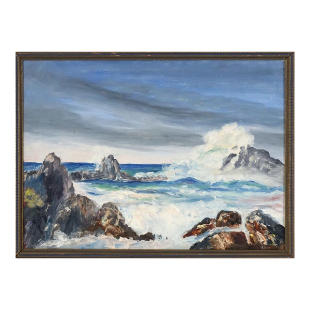 Mid Century Big Sur Seascape Oil Painting by Hartzell Harrison Ray For Sale
