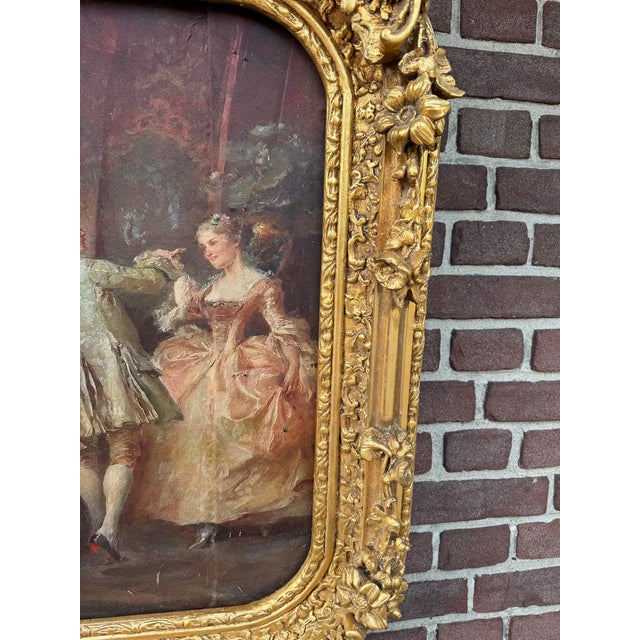 Gold 1960s Italian Rococo Gold Beech Textile Wall Art Panel For Sale - Image 8 of 12