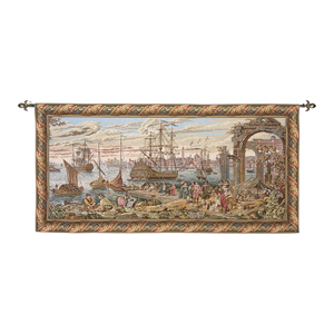 Merchants on the Quayside Loom Woven Tapestry - 83 X 173 Cm (2'9" X 5'8") - Requires Rod Size 4