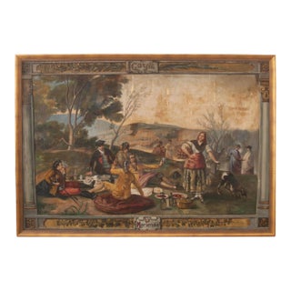 Spanish 18th Century Framed Goya Tribute Painting “La Merienda” by Minguez For Sale