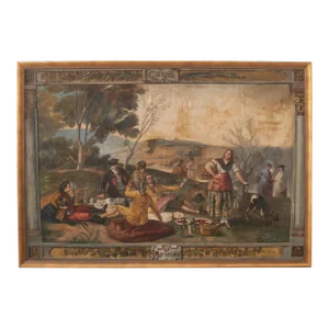 Spanish 18th Century Framed Goya Tribute Painting “La Merienda” by Minguez