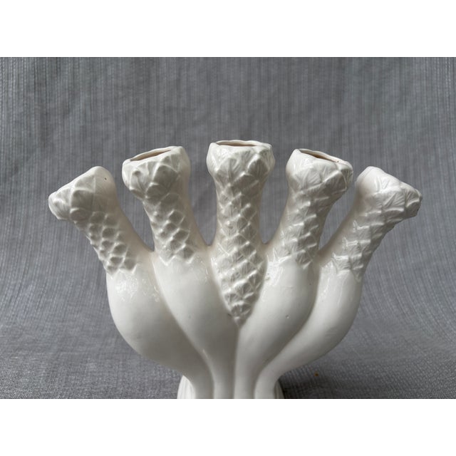 Vintage White Five Finger Vase For Sale - Image 11 of 16