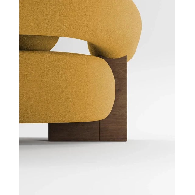 Contemporary Cassete Sofa in Boucle Mustard and Smoked Oak by Alter Ego for Collector For Sale - Image 3 of 5