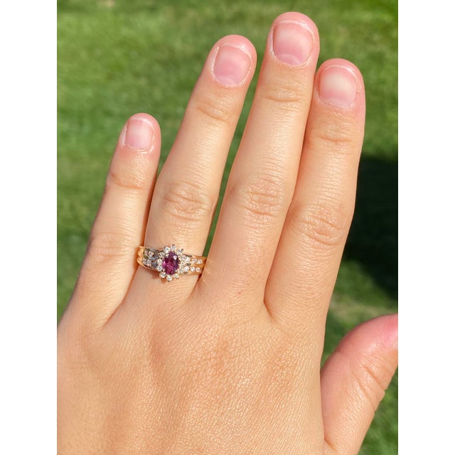 The Cardston: Ladies 14K Yellow Gold Ring set with Ruby and Diamond For Sale - Image 9 of 10