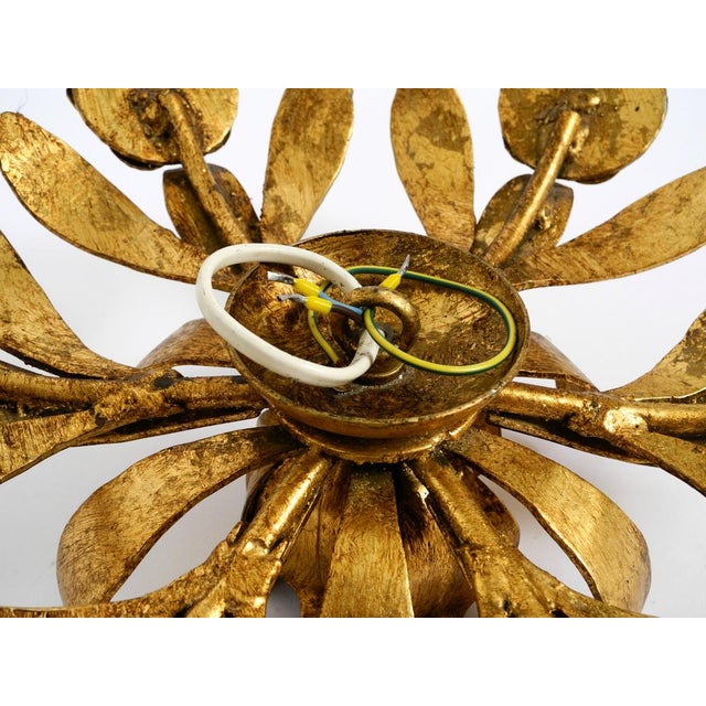 Brutalist Florentine Gold-Plated Iron Ceiling Lamp, 1960s For Sale - Image 18 of 18