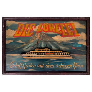 Mid-Century Handmade Three Dimensional Die Lorelei Wooden Sign, 1950s