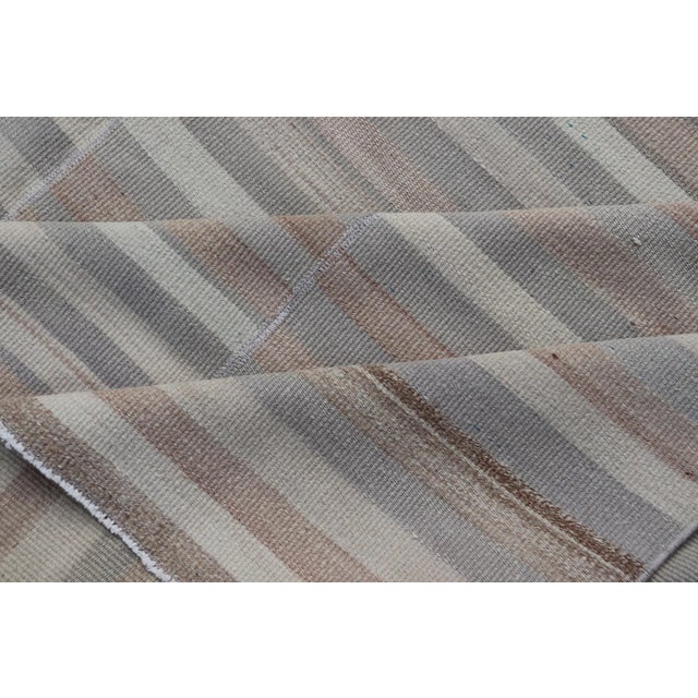 Mid 20th Century Turkish Vintage Hand Woven Paneled Kilim Vintage Rug in Muted Colors For Sale - Image 11 of 12