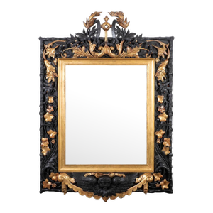 Gilded and ebonized oak Baroque mirror