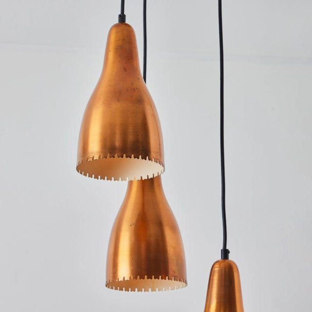 Lyfa 1950s Bent Karlby 3-Shade Chandelier in Copper for Lyfa For Sale - Image 4 of 12