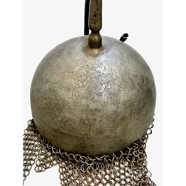 19th Century Indo-Persian Kulah Khud Hand-Engraved Steel Helmet For Sale - Image 5 of 8