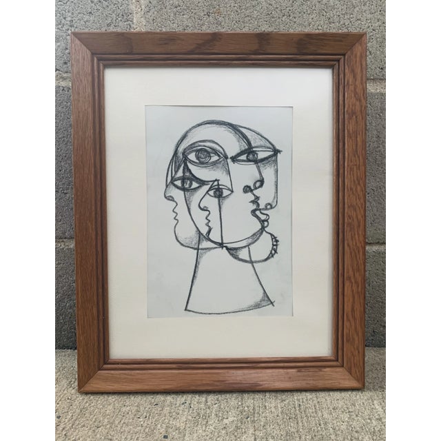 Contemporary Contemporary Abstract Charcoal Drawing by Louie DeVito Framed For Sale - Image 3 of 7