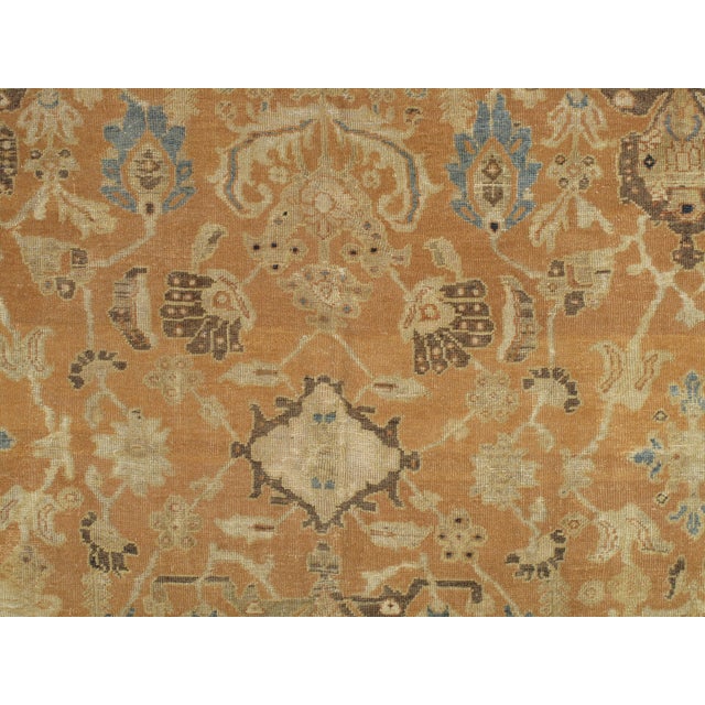 Late 19th Century Antique Persian Sultanabad Carpet, Handmade Oriental Rug, Brown, Peach Soft Blue For Sale - Image 5 of 17