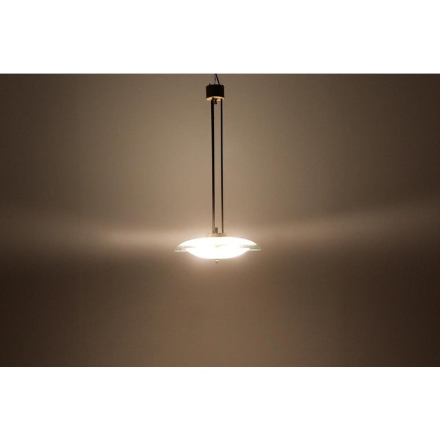 Brass and Curved Glass Pendant attributed to Pietro Chiesa for Fontana Arte, Italy, 1940s For Sale - Image 10 of 14
