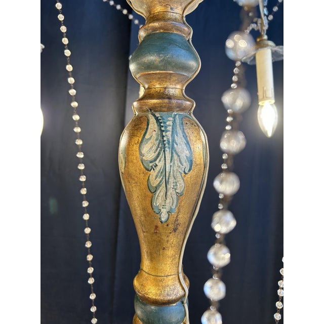 Genoese Chandelier in Painted and Gilded Wood with Eight Lights For Sale - Image 9 of 10