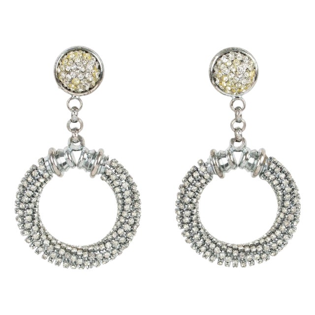 Gianfranco Ferre Crystal Jeweled Clip Earrings For Sale