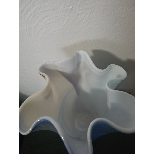 Cornflower Blue Vintage Alicja Watra Hand Blown Art Glass Vase Poland For Sale - Image 8 of 9