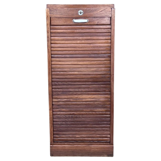 Early 20th Century Filing Cabinet with One Roller Louver Door & Five Shelves For Sale - Image 15 of 18