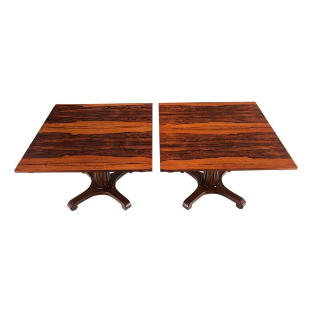 Two Part Rosewood Two Pedestals Dining Table Game Table Mint For Sale