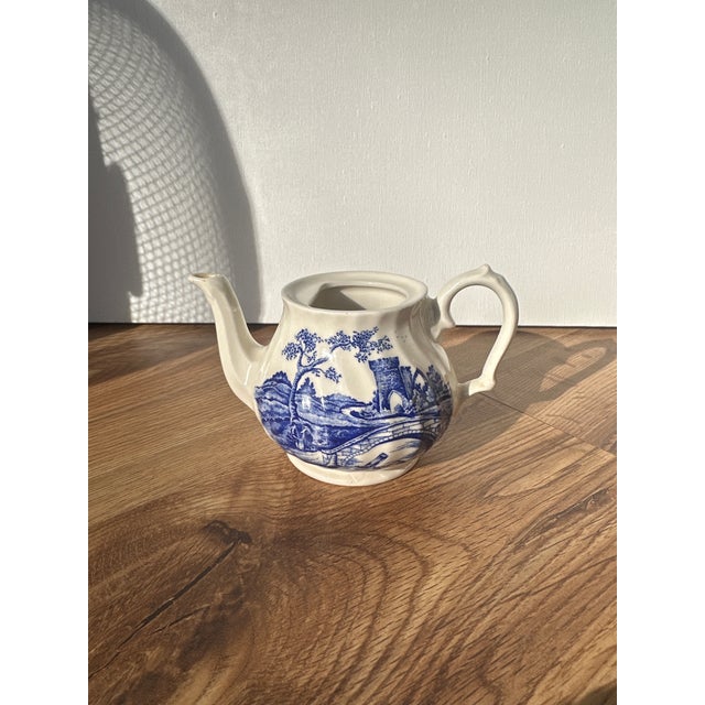 Blue 1970s Small Asian Ceramic Blue and White Teapot For Sale - Image 8 of 8