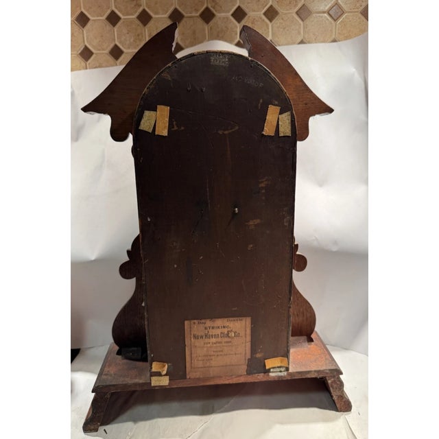 Wood Antique New Haven Parlor Mantel Clock- “Danube” Model For Sale - Image 7 of 9