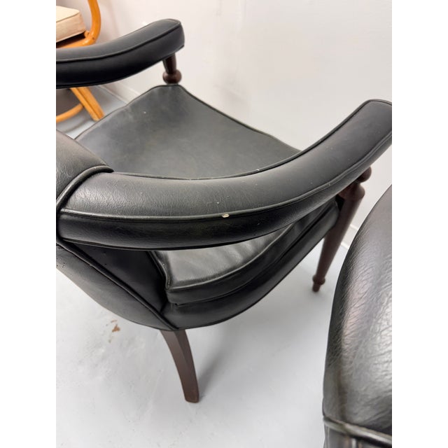 Vintage Tufted Leather Barrel-Back Tub Armchairs, Pair, C. 1970s For Sale - Image 14 of 18