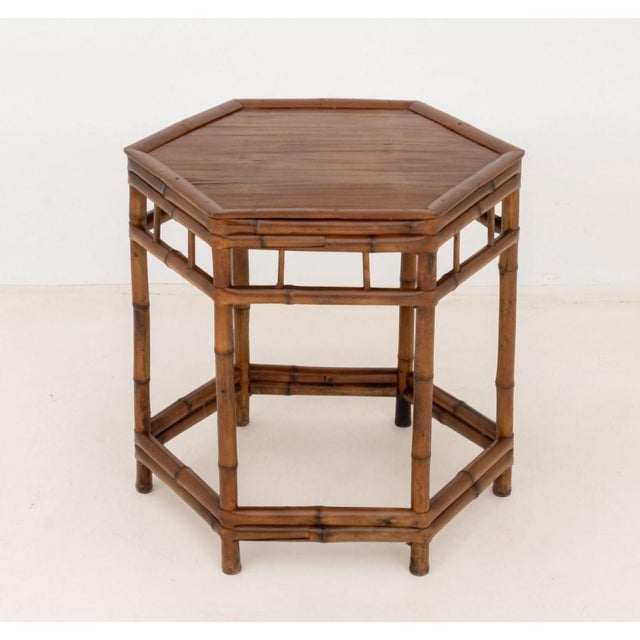 Modern Bamboo Hexagonal Occasional Table For Sale - Image 3 of 7