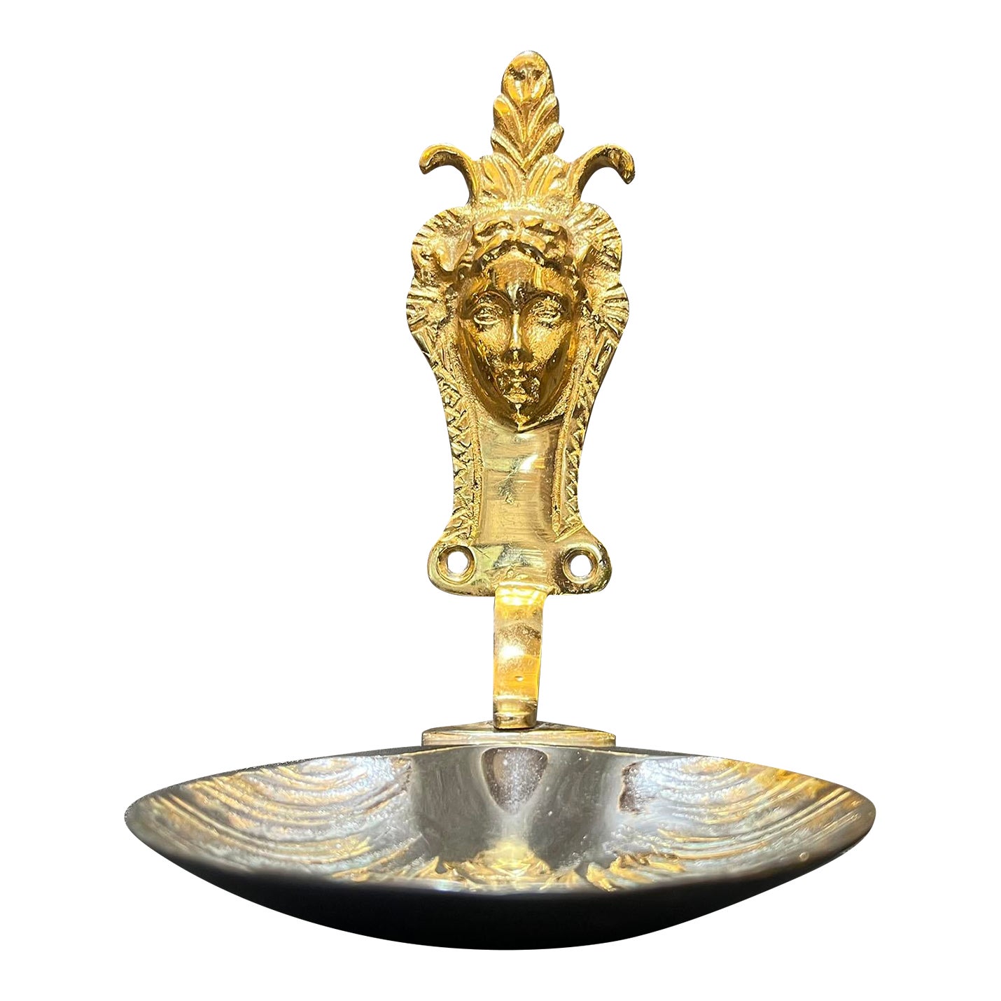 Vintage Brass Shell Soap Dish With Mythical Face | Chairish display picture 1