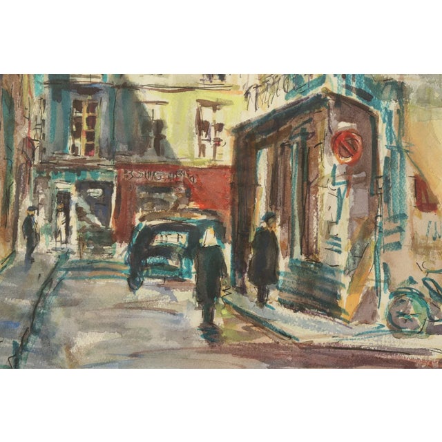 Impressionist 1970s Original Maurice Silber (1922-95) Watercolor - Le Marais, Paris For Sale - Image 3 of 7