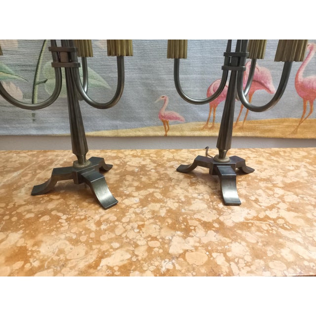 Large Brass Candelabras, 1940s, Set of 2 For Sale - Image 4 of 13