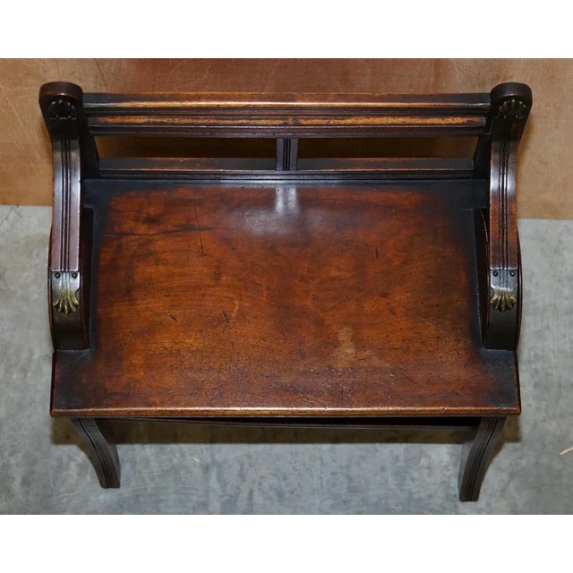 Antique Hall Bench with Brass Mounts & Walnut Frame from Jas Shoolbred, 1890s For Sale - Image 4 of 18