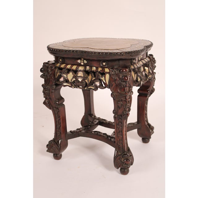 Chinese Chinese Rosewood Taboret With Mother of Pearl Inlay For Sale - Image 3 of 11