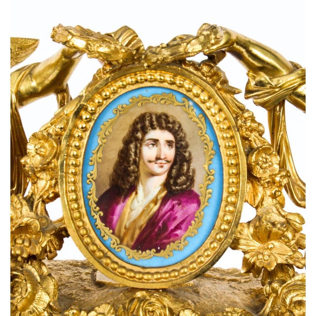 French Gilt Bronze Clock with Portrait Plaque of Molière, 19th Century For Sale - Image 5 of 18