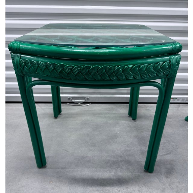 Green Rattan Side Table For Sale - Image 4 of 6